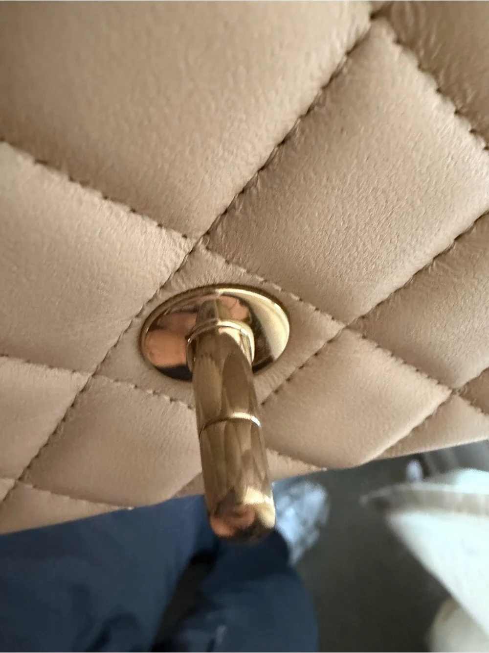 CHANEL Beige mini classic Quilted Small Flap Crossbody with Gold Chain
